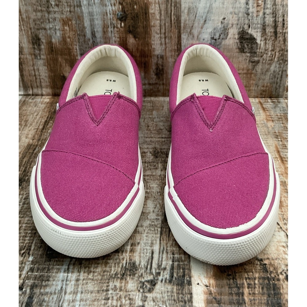 TOMS Alpargata Fenix Womens Slip-On Canvas Shoes Size 5.5 Dark Pink Fuchsia